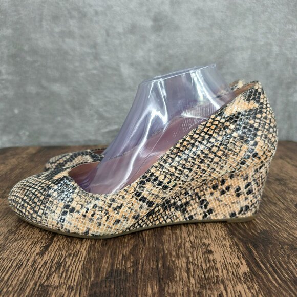 Vionic Antonia Natural Snake Mid Wedge Pumps 11 Black Cream Leather Orthaheel - Picture 8 of 13